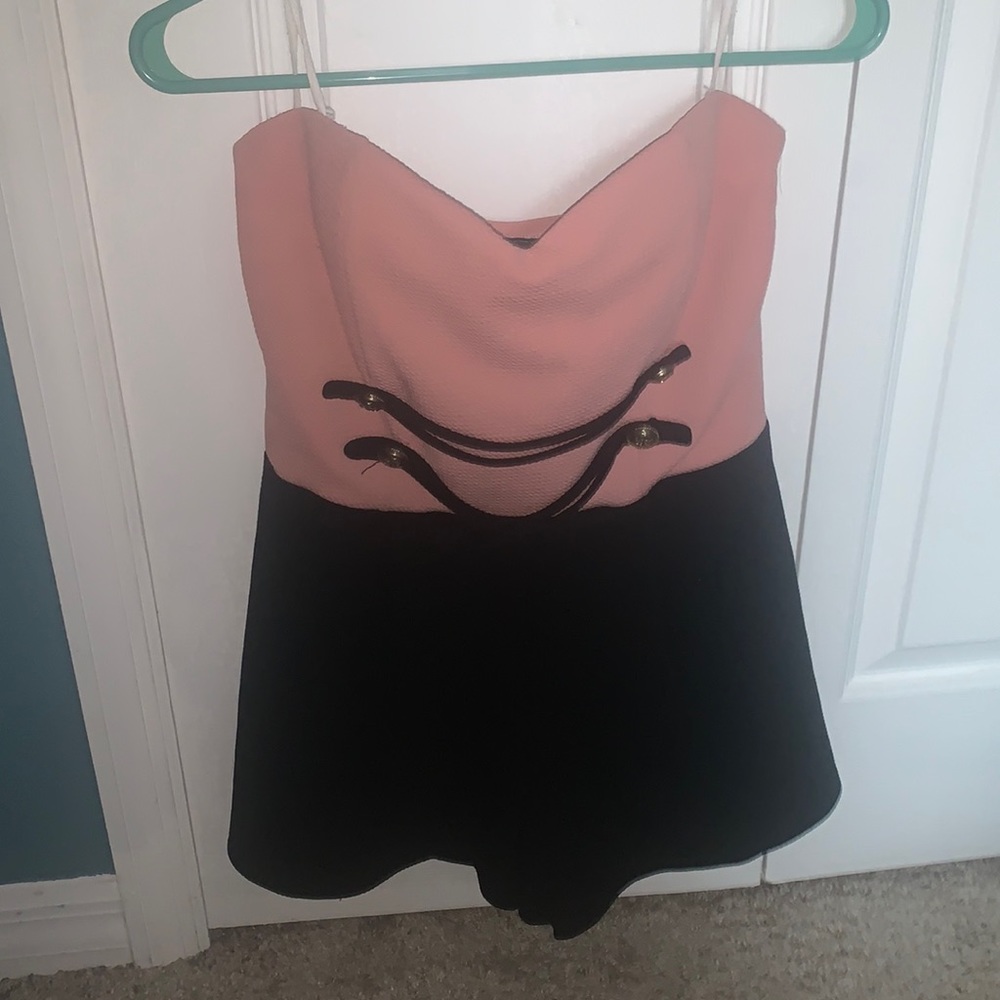Strapless pink one piece romper